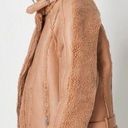 Missguided  Premium Brown Tan Borg Teddy Faux Leather Belted Aviator Jacket 14 XL Photo 1