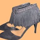 Nine West 9West gently loved black suede fringe ankle shoes! Photo 0