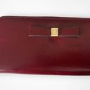 Anne Klein  Dark Red Wallet With Bow Embellishment Zipper Closure‎ | EUC Photo 0