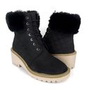 Nicole Miller  Women's Latte Faux Fur Trim Quilted Wedge Boots Black Size 9 Photo 0