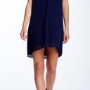 Vince  100% silk V-neck shift Draped Dress Size XS navy blue Photo 4