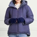Hill House  Edie Reversible Puffer Jacket Two Sided Zip Coat Posies Navy Womens S Photo 0
