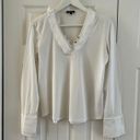 Massimo Dutti White V-neck Blouse Long Sleeves Photo 0