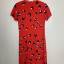 Roolee Maxi Short Sleeve Red Orange With Navy & Cream Leopard Cheetah Print XXS Photo 7