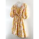 Abercrombie & Fitch  Puff Short Sleeve Floral Tie Front Mini Dress Yellow XS Photo 11