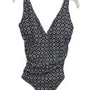 L.L.Bean  one piece swimsuit crossover front geometric size 12 Regular UPF 50+ Photo 0