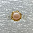 Handmade Cream pearl bead ring with gold chain - size 6 Photo 1