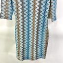 BB Dakota  Blue Brown Sheer Knit Half Sleeve Mini Dress Photo 8