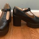 Faux Leather Mary Jane Black Platforms Size 6 Photo 2