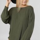 Free People Shimmy Shake Top XS Low Open Back Army Green Slouchy Dolman Boho Photo 1