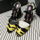 The Attico Luz Block Cone Heel Ankle Strap Pumps Yellow Black Size 36 Photo 6