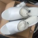 ZARA 𝅺 White Soft Leather Slip on Sandals Heeled Mules Tacon Blanc Photo 3