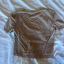 ZARA Tan Cropped T Shirt Photo 4