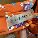 Zaful  Orange Floral Lace Up Bikini Tropical Small Bandeau Top Cheeky Bottom Photo 3