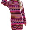 Free The Roses NWT  Crochet Knit Multi Colored Dress In Fuchsia Multi Photo 3