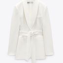 ZARA NWOT  White Belted Tuxedo Blazer. Size Small Photo 5