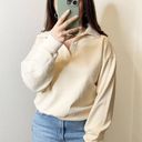 Polo Sporty & Rich 100% Cotton Cropped  Sweatshirt Cream White Medium Photo 0