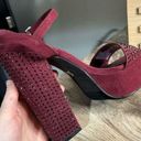 Juicy Couture  Women’s 6.5 Maroon Burgundy Rhinestone Faux Suede Slingback Heels Photo 5