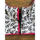 Nike Bikini Top Swimsuit Zipper Crop Party Dots Black White Hot Pink M $56 NEW Photo 3