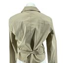 DKNY City  Women’s Tan Collared Long Sleeve Cotton Wrap Front Blouse Top Size 12 Photo 8