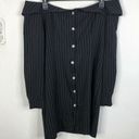 Pretty Little Thing NWT  Black Striped Off Shoulder Bardot Bodycon Dress Size 8 Photo 0