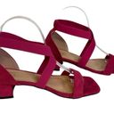 Lisha & Shoes Dark Pink Elastic Strap Square Toe Sandals Low Heel Size 38 or 7.5 Photo 4