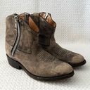 5/48 Lauralee Taupe Brown Distressed Leather Stitch Western Cowboy Ankle Boot 36 Photo 1