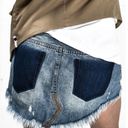 One Teaspoon  Junkyard Mini Denim Button Fly Skirt in Royale- Size 28 Photo 2