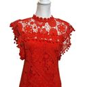 Tularosa  Womens Clayton Tunic Pom Pom Mini Dress Red Lace Revolve Size XS Photo 2