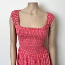 Free People [] Annie Pink Floral Print Square Neck Smocked Tiered Mini Dress XL Photo 3