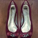 Juicy Couture Retro  Pam & Gela Maroon Velvet Open-Toed Ballet Flats Photo 0