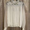 Adiva Ivory Crochet White Lace Mesh Sleeve Long Sleeve Sweater/Top, XL Photo 0