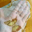 Ecru Butterfly Print Sheer, Lightweight Scarf, Ivory, Cream, , Colorful Photo 7