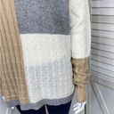 Versona  Multi Pattern Color Block Turtleneck Sweater Gray Tan Large Photo 5