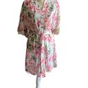 Show Me Your Mumu beautiful lightweight Robe, white with bright pink flowers, comes with belt, size is one size small/medium, excellent condition Photo 3