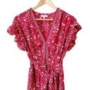 Max Studio  Red Daisy Floral Ruffled Cap Sleeves Tie Waist Peplum NWOT Size S Photo 0