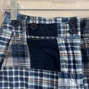 Ann Taylor  LOFT Madras Plaid Blue Navy Patchwork Mini Skirt Women's sz 0 Photo 2