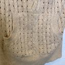 DKNY  Beige Cable Knit V-Neck Hooded Sweatshirt EUC Sz Sm Cotton Pullover Photo 1