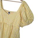 Old Navy  Dress Womens XXL Seersucker Sweetheart Neck Gingham Puff Sleeve Yellow Photo 6