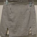 Motel Rocks MOTEL Zida Black & White Houndstooth Plaid Fitted Short Mini Zida Skirt - S Photo 1