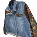 Sara Studio Jean Jacket Womens XL Blue Multi Floral Sleeves Studded Art Boho Y2K Photo 1