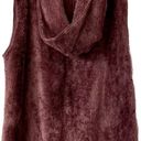 Zenana Outfitters Purple plush polyester long open-front hooded sleeveless cardigan Photo 1