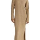 The Row All :  Tan Khaki The Marie Dress Ribbed Mock Neck Knit Midi Women's Small Photo 0