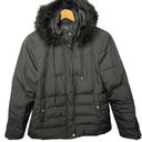 Style & Co  Down Filled Hooded Quilted Jacket Black Faux Fur Trim Size Medium Photo 0