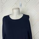 COS  Navy Blue Flared Pleated Sleeve Sweater Knit Top Size Large Photo 2