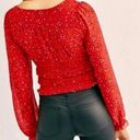 Free People NWOT  Lolita Red Floral Ruffled Crop Top Photo 2