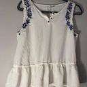 LC Lauren Conrad White sheer tank with navy blue embroidery details size large from Lauren Conrad Photo 0