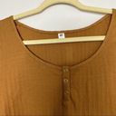 BP ‎  Womens Henley Long Sleeve Crop Top Mustard Yellow Size Large Photo 3