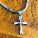 Vintage tapered baguette cubic zirconia 925 cross pendant on chain Silver Photo 7