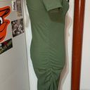 Isabel Maternity  Army Green Ruched Midi Dress Photo 3